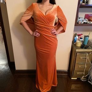 Never worn. Elegant Orange velvet dress from JJs House. Size 2.